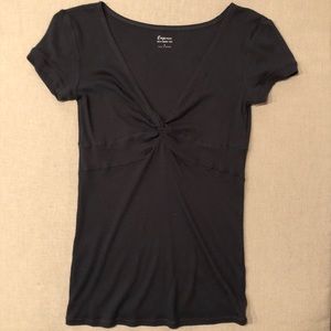 Express - Black V-Neck Short-Sleeve Shirt